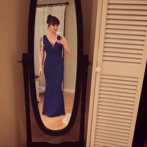 Windsor blue ball gown with pearl back